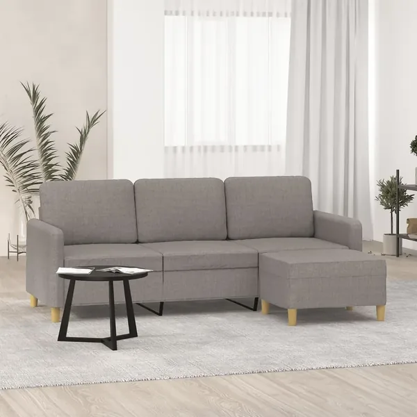 Canapé à 3 places avec repose-pieds Taupe 180 cm Tissu