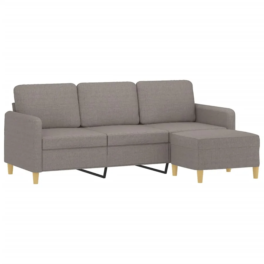 Canapé à 3 places avec repose-pieds Taupe 180 cm Tissu - 3