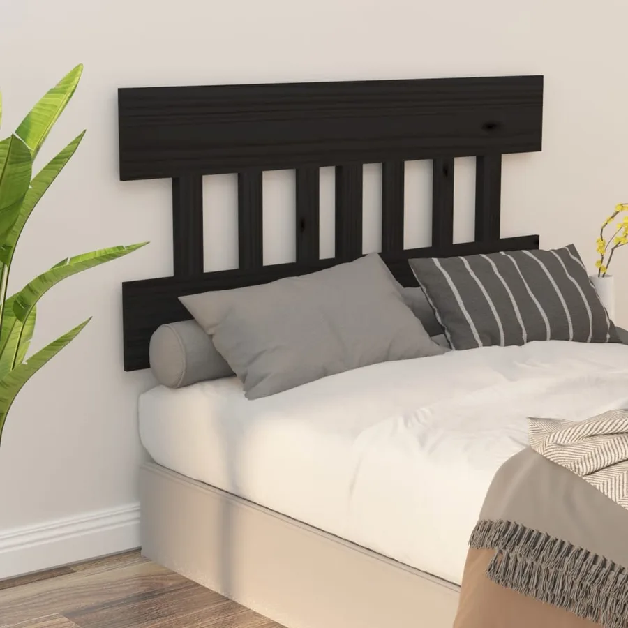 Tête de lit Noir 143,5x3x81 cm Bois massif de pin - 5