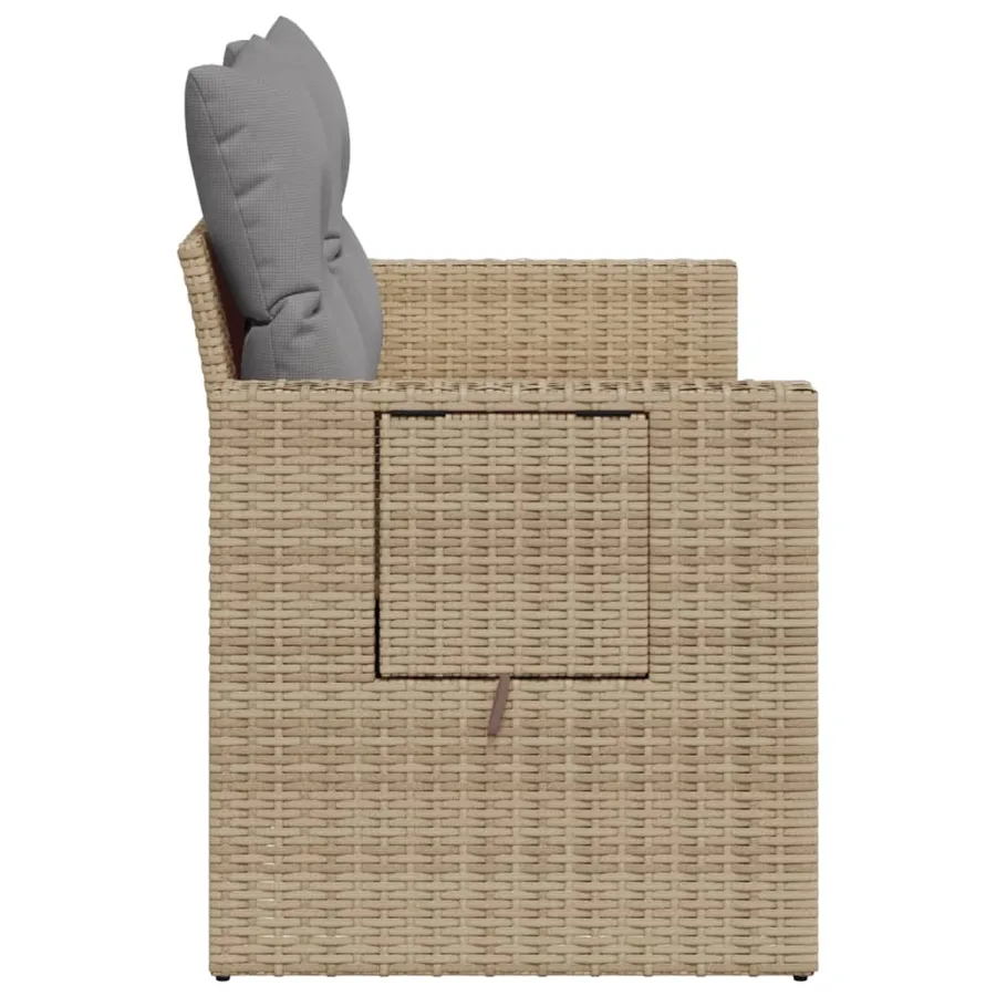 Canapé de jardin avec coussins 2 places beige résine tressée - 6