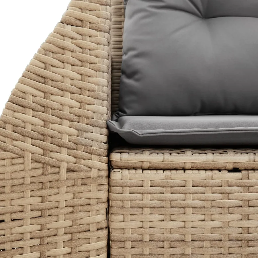 Canapé de jardin avec coussins 2 places beige résine tressée - 8