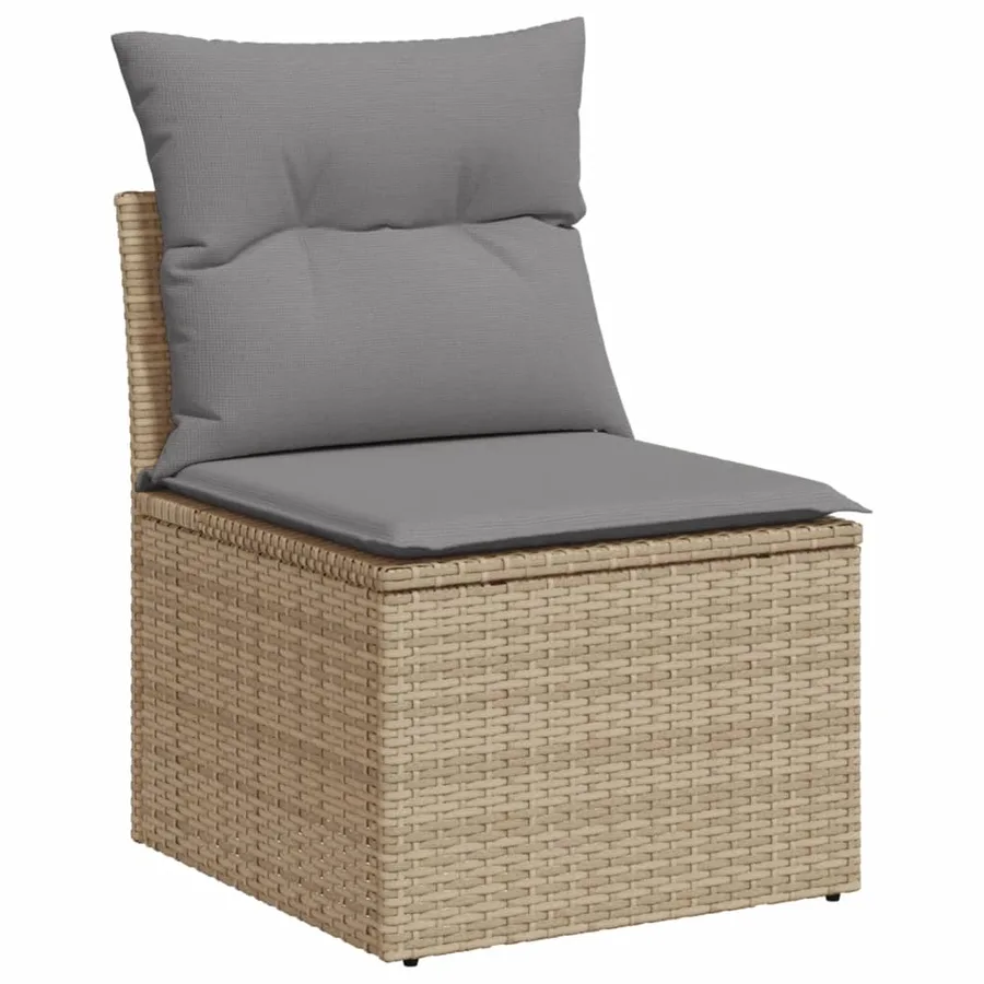 Salon de jardin 11 pcs avec coussins beige résine tressée - 6