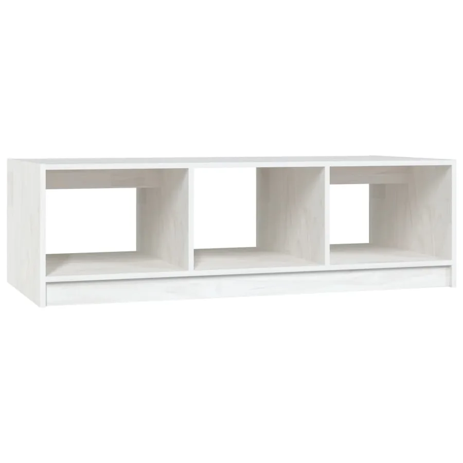 Table basse blanc 110x50x34 cm bois de pin massif - 2