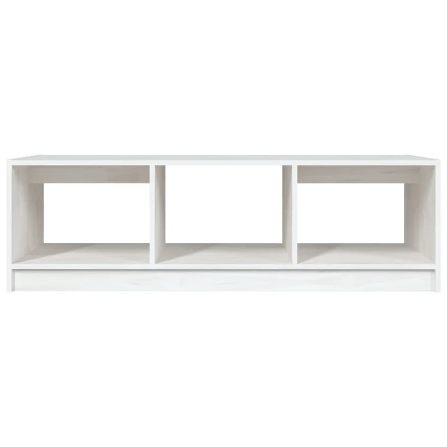 Table basse blanc 110x50x34 cm bois de pin massif - 5