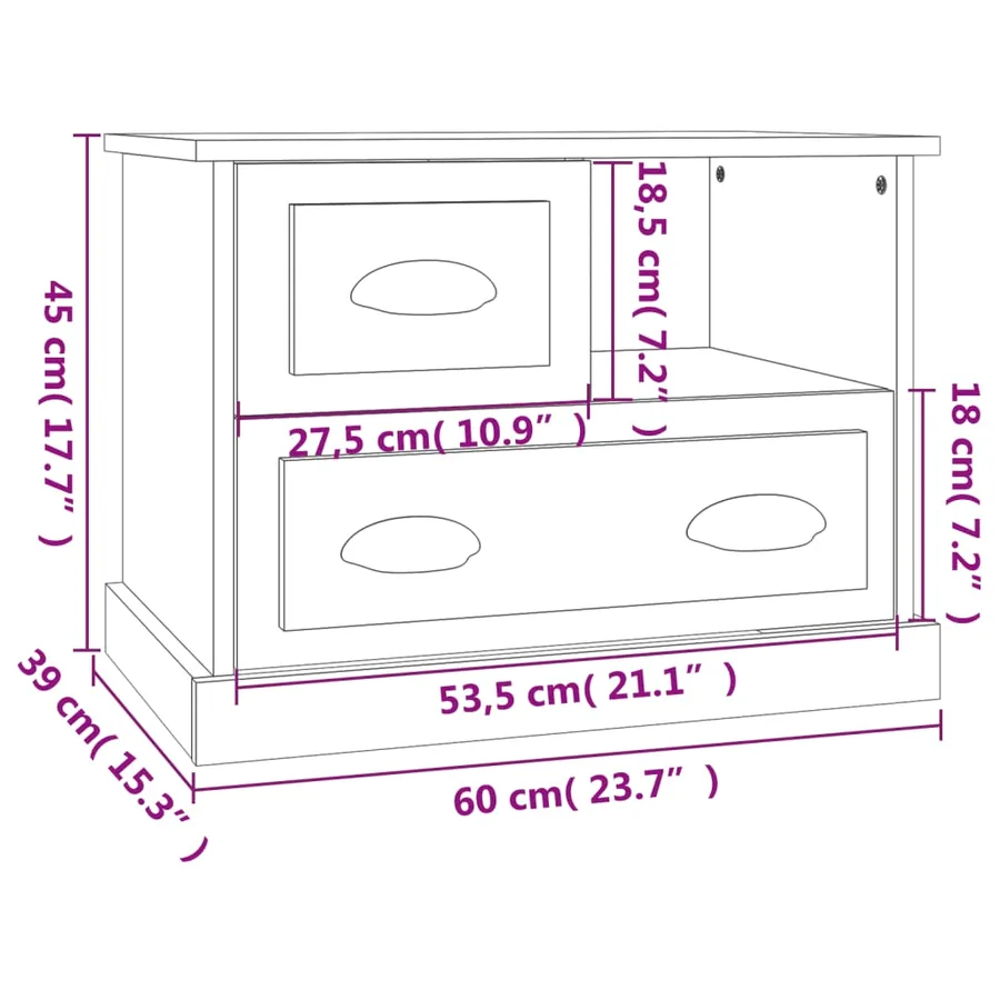 Table de chevet gris béton 60x39x45 cm - 11