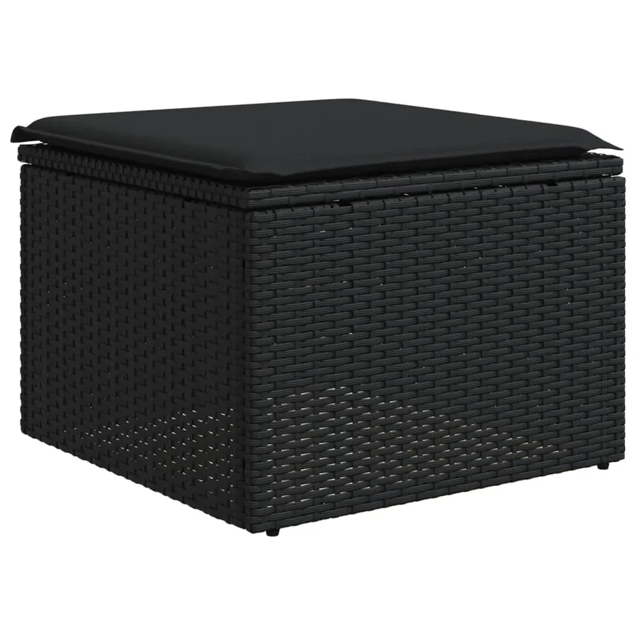 Salon de jardin 8 pcs avec coussins noir résine tressée - 5