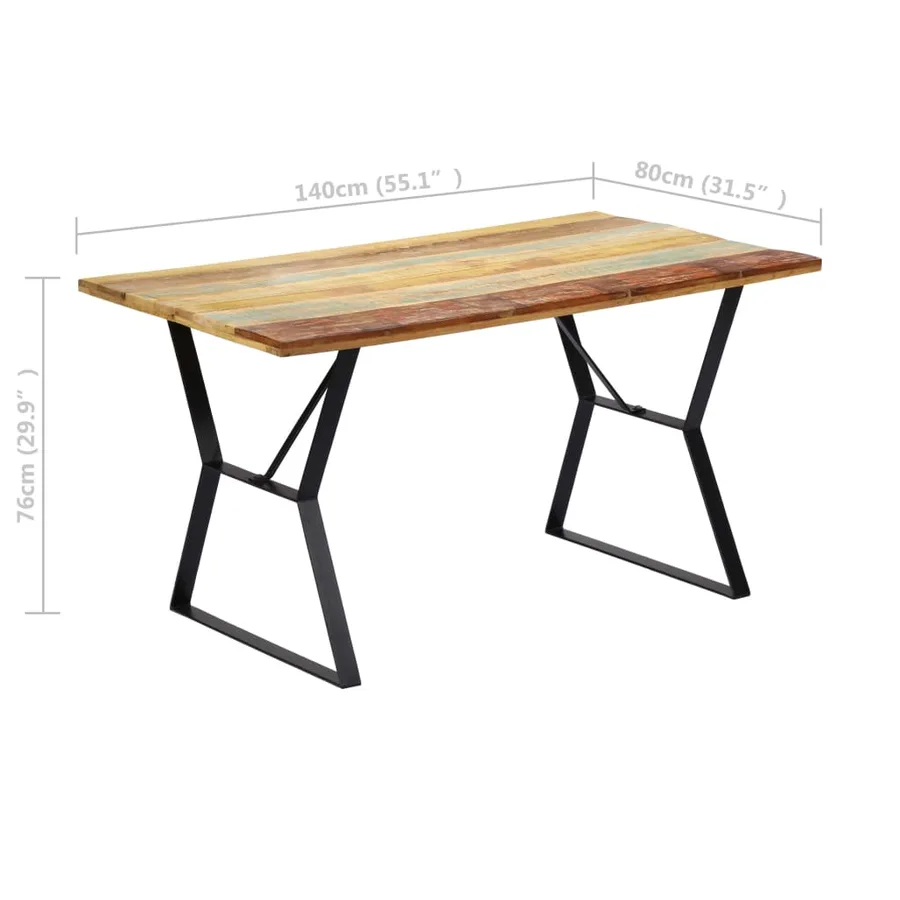 Table à manger 140x80x76 cm Bois de récupération massif - 7