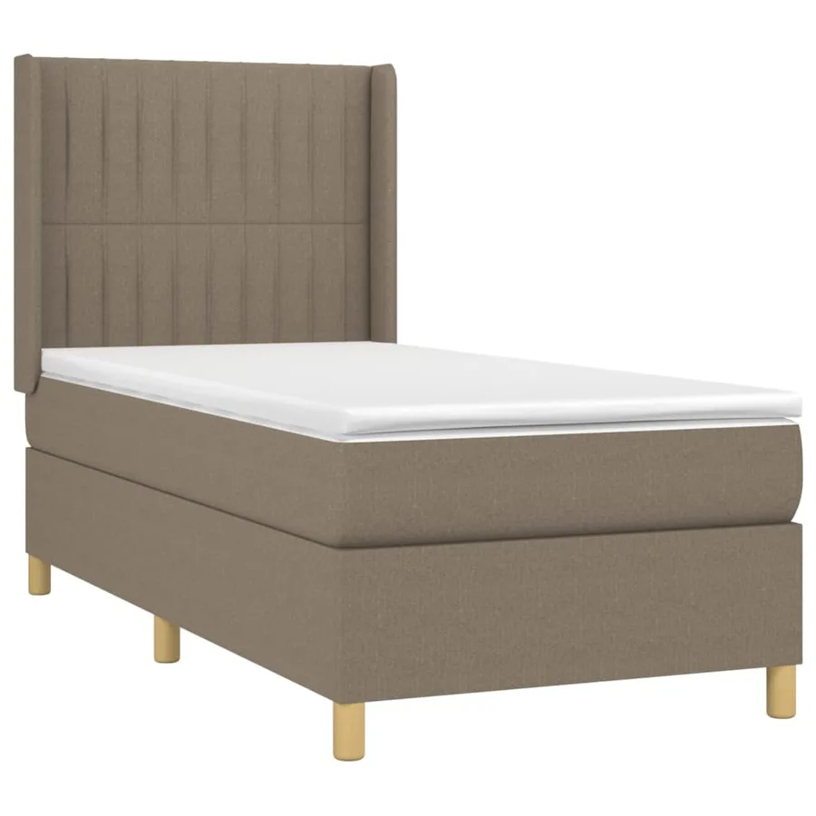 Sommier à lattes de lit matelas et LED Taupe 100x200 cm Tissu - 4