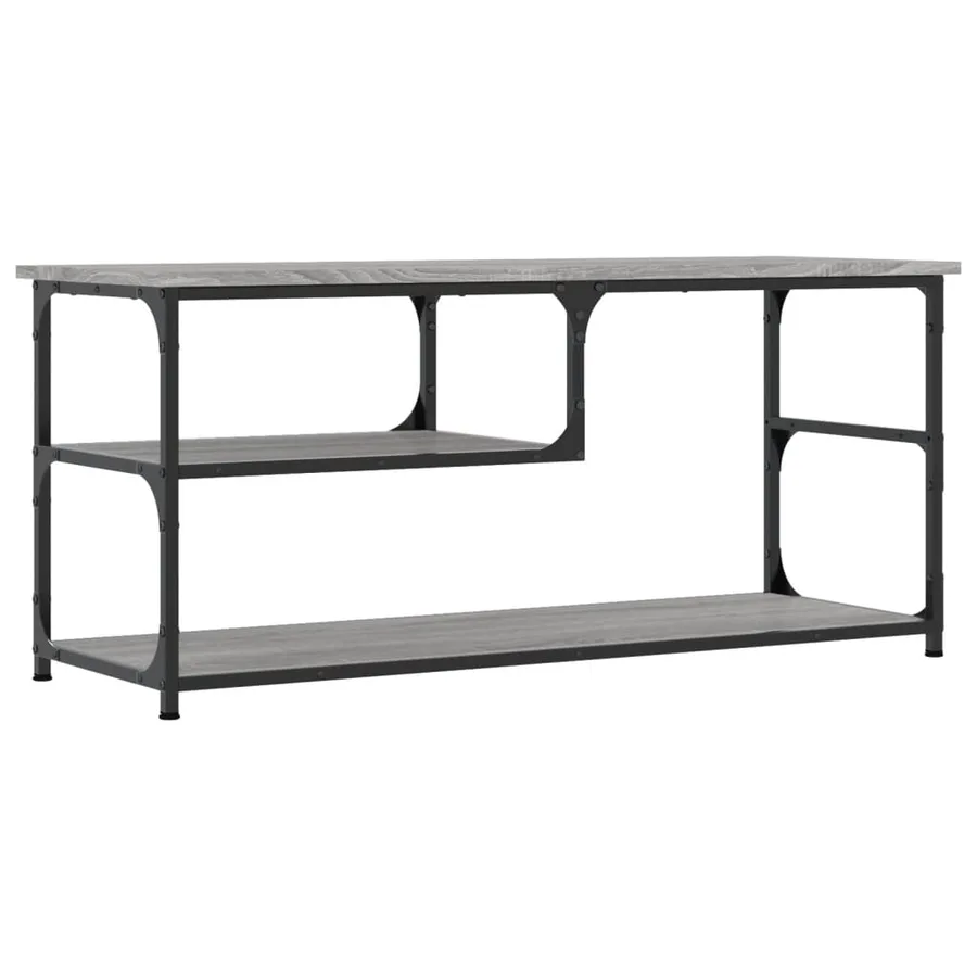 Meuble TV sonoma gris 103x38x46,5 cm bois d'ingénierie et acier - 2