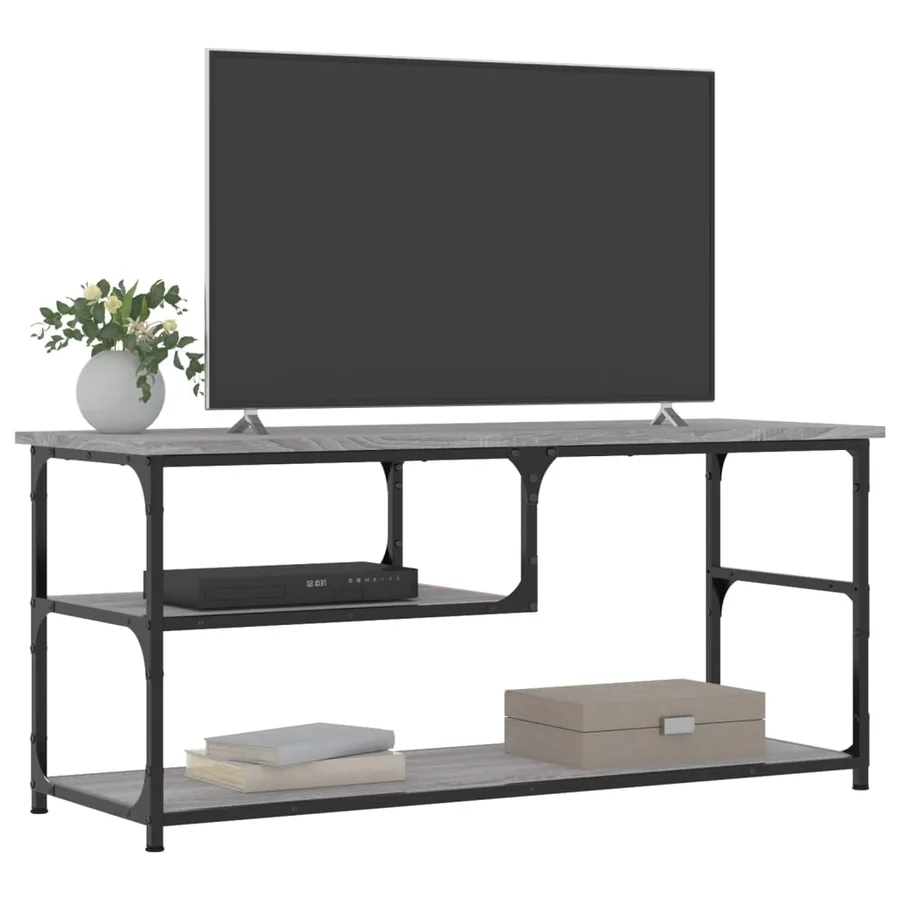 Meuble TV sonoma gris 103x38x46,5 cm bois d'ingénierie et acier - 3
