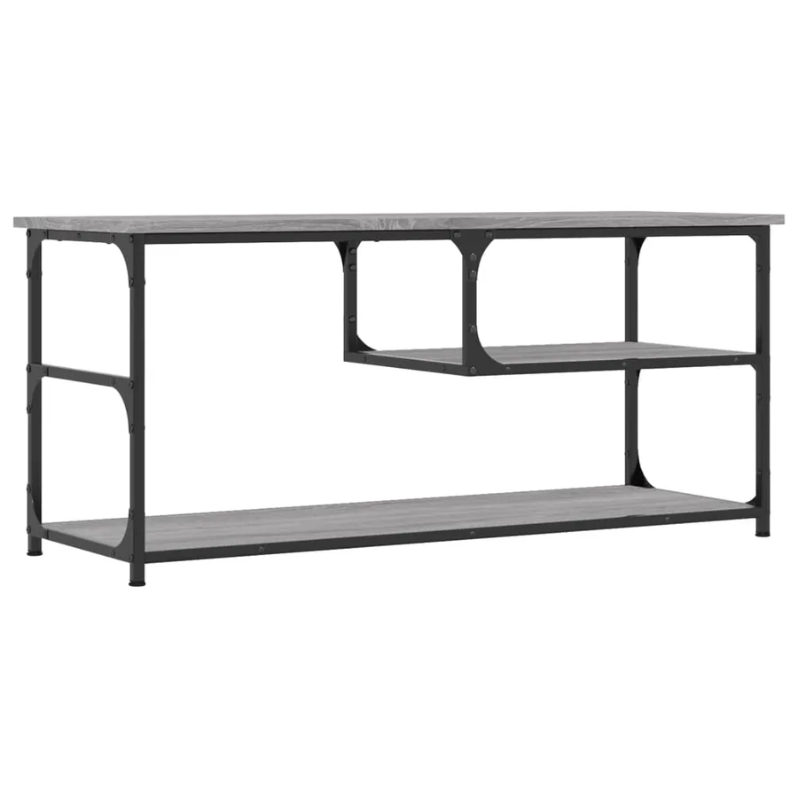 Meuble TV sonoma gris 103x38x46,5 cm bois d'ingénierie et acier - 6