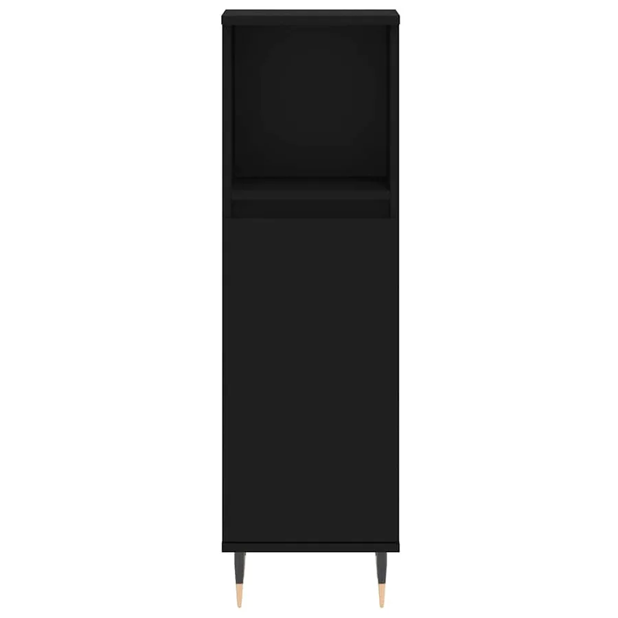 Armoire de salle de bain noir 30x30x100 cm bois d'ingénierie - 5