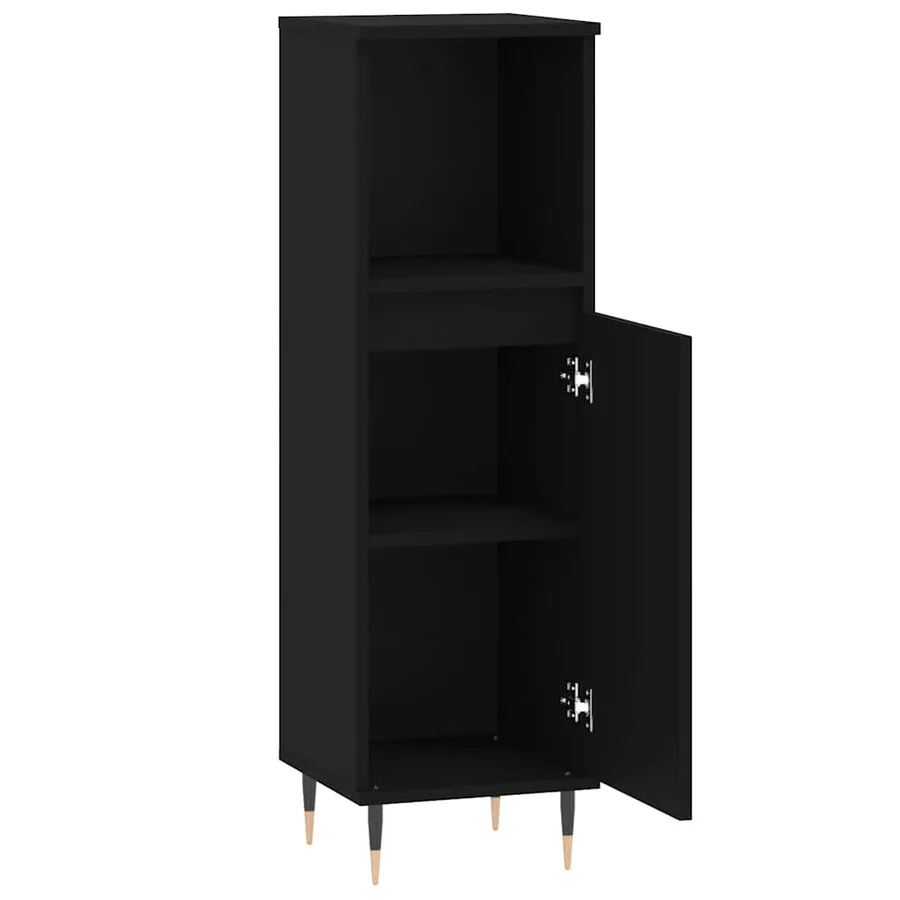 Armoire de salle de bain noir 30x30x100 cm bois d'ingénierie - 6