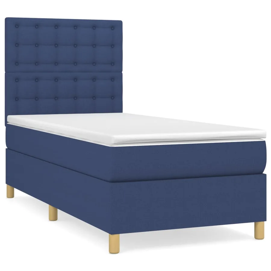 Sommier à lattes de lit avec matelas Bleu 90x200 cm Tissu - 2