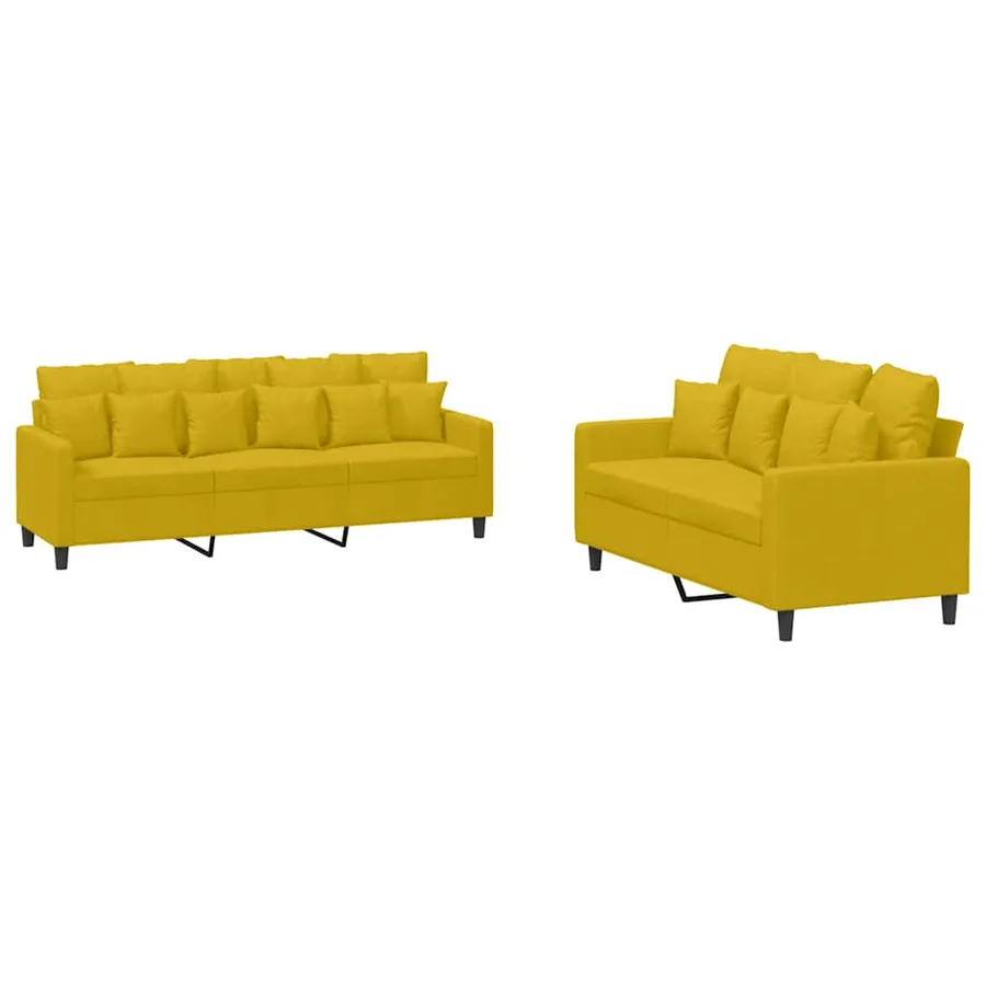 Ensemble de canapés 2 pcs avec coussins Jaune Velours - 2
