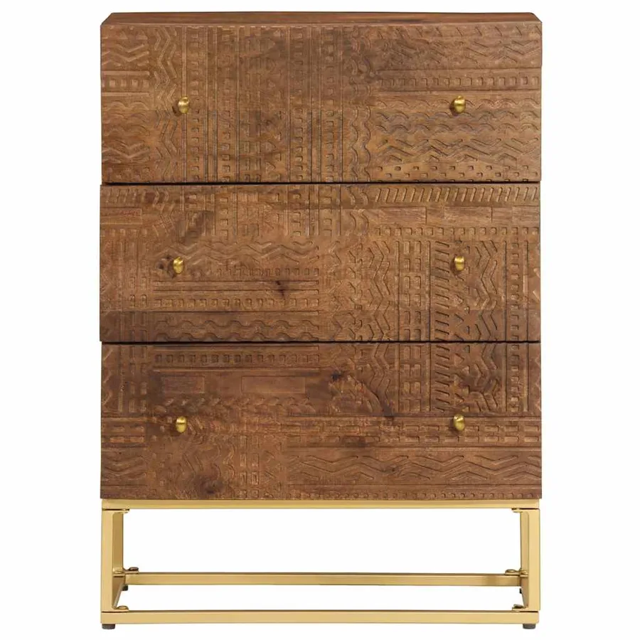 Commode 55x30x76 cm bois massif de manguier et fer - 3