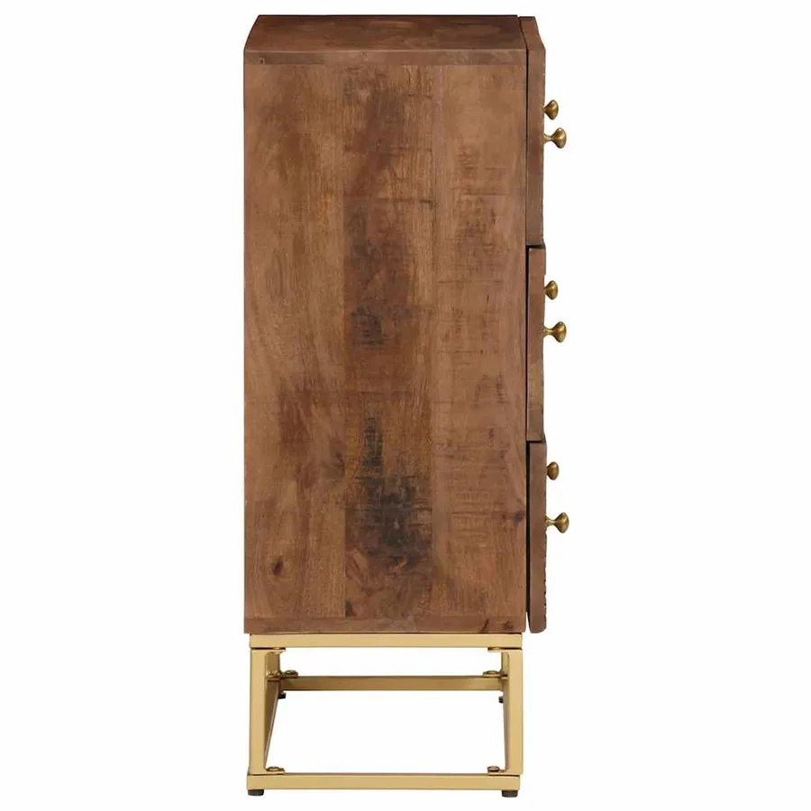 Commode 55x30x76 cm bois massif de manguier et fer - 4