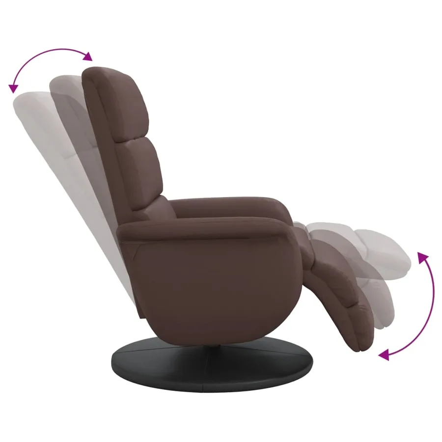 Fauteuil inclinable avec repose-pieds marron similicuir - 6