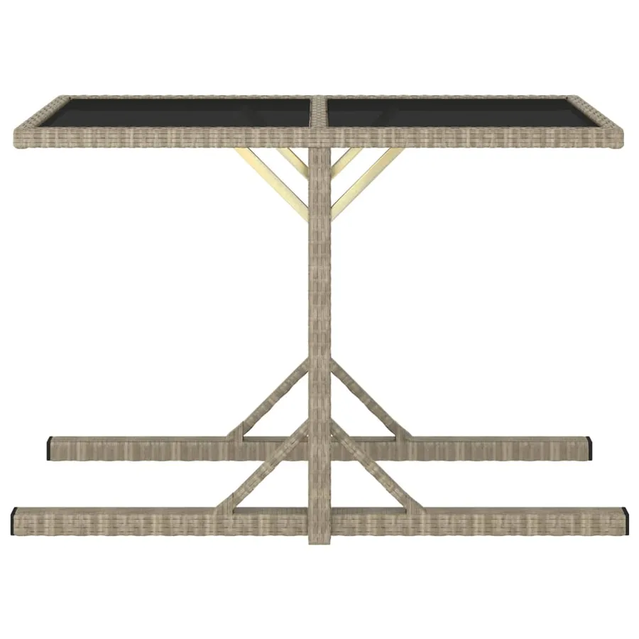 Table de jardin Beige 110x53x72 cm Verre et résine tressée - 2