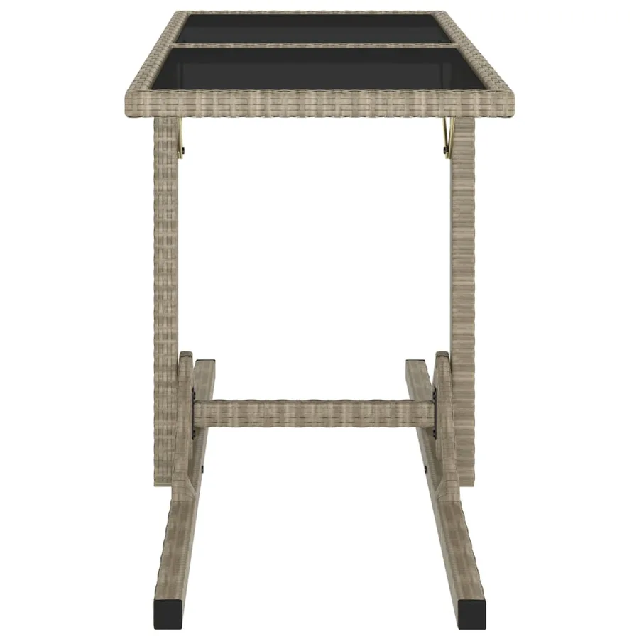 Table de jardin Beige 110x53x72 cm Verre et résine tressée - 3