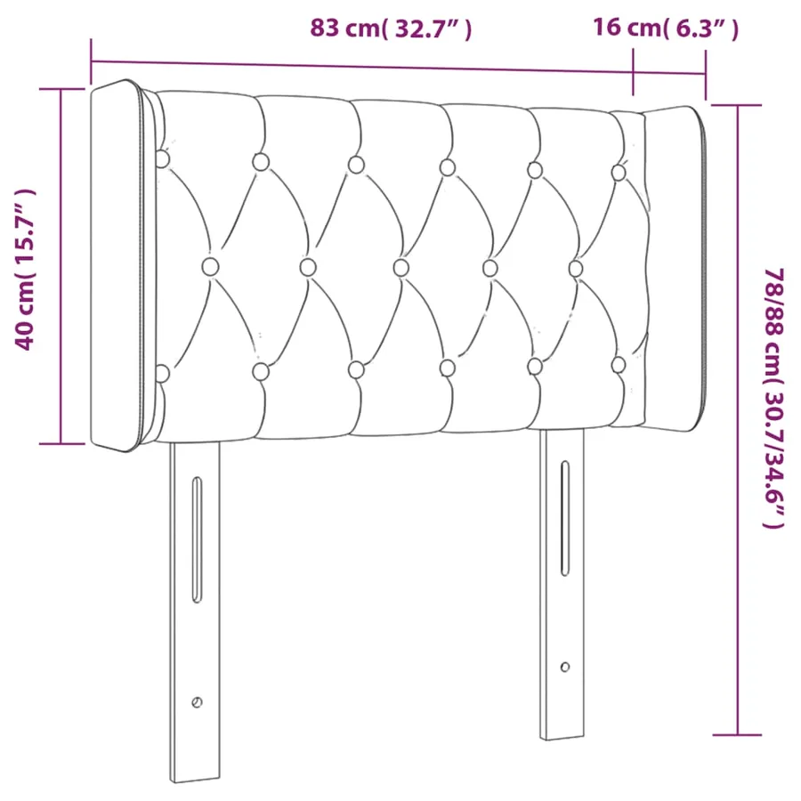 Tête de lit avec oreilles Marron Foncé 83x16x78/88 cm Tissu - 9
