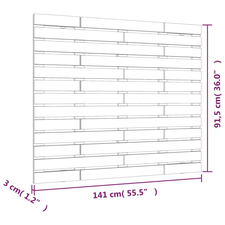 Tête de lit murale Blanc 141x3x91,5 cm Bois massif de pin - 8