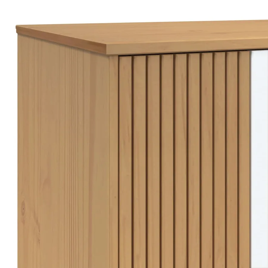 Garde-robe OLDEN blanc et marron 76,5x53x172 cm bois massif pin - 10
