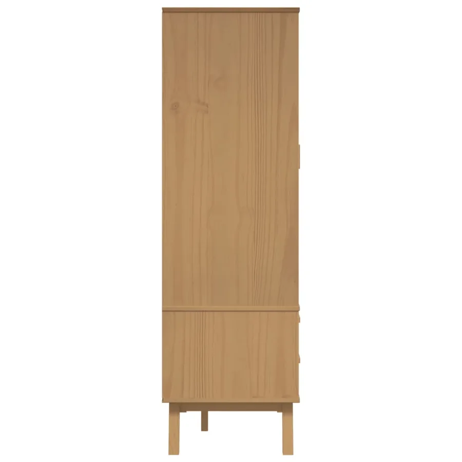 Garde-robe OLDEN blanc et marron 76,5x53x172 cm bois massif pin - 8
