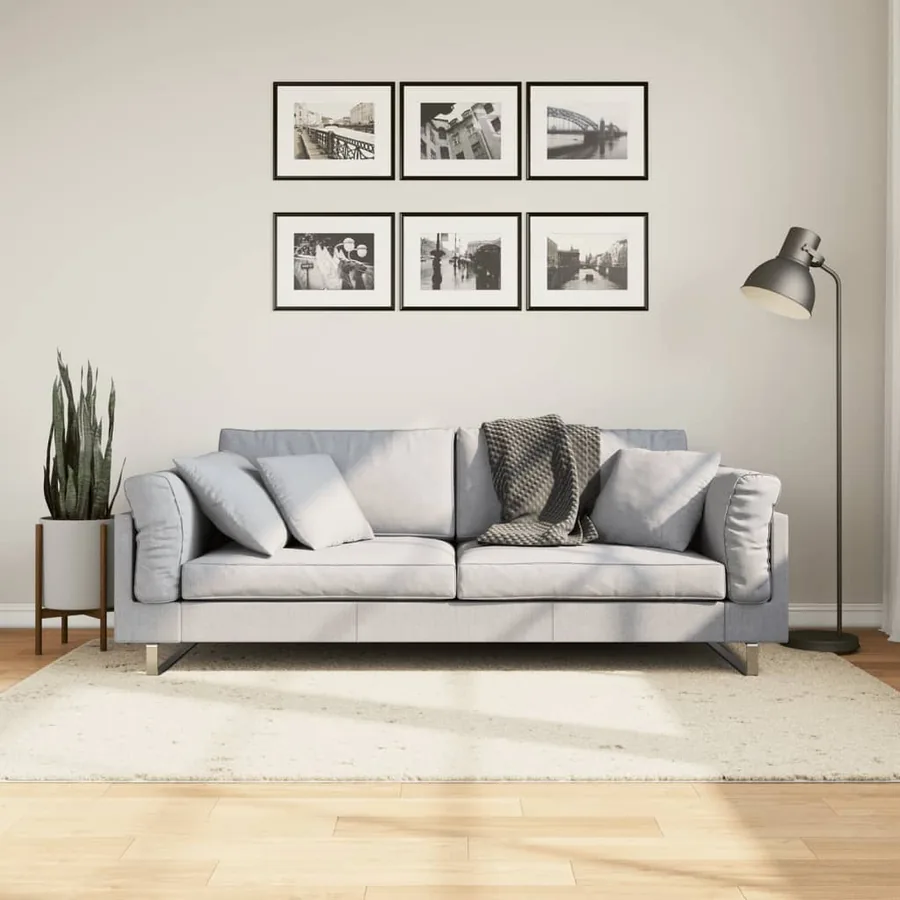 Tapis shaggy PAMPLONA poils longs moderne crème 140x200 cm