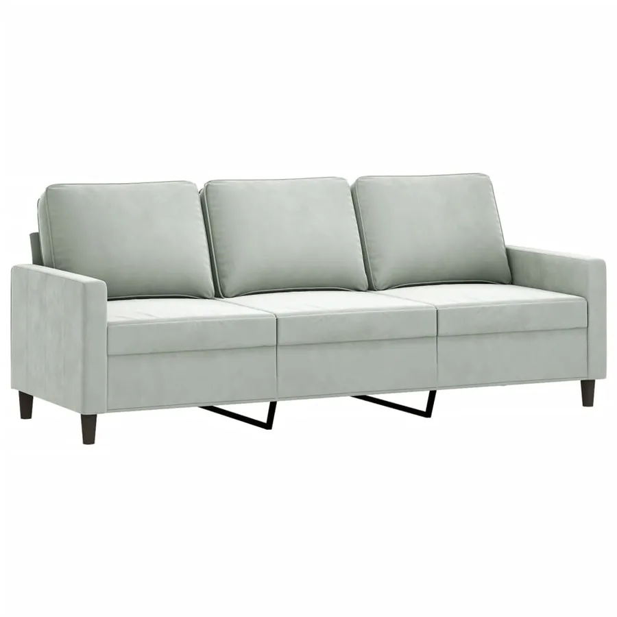 Canapé à 3 places avec repose-pieds Gris clair 180 cm Velours - 4