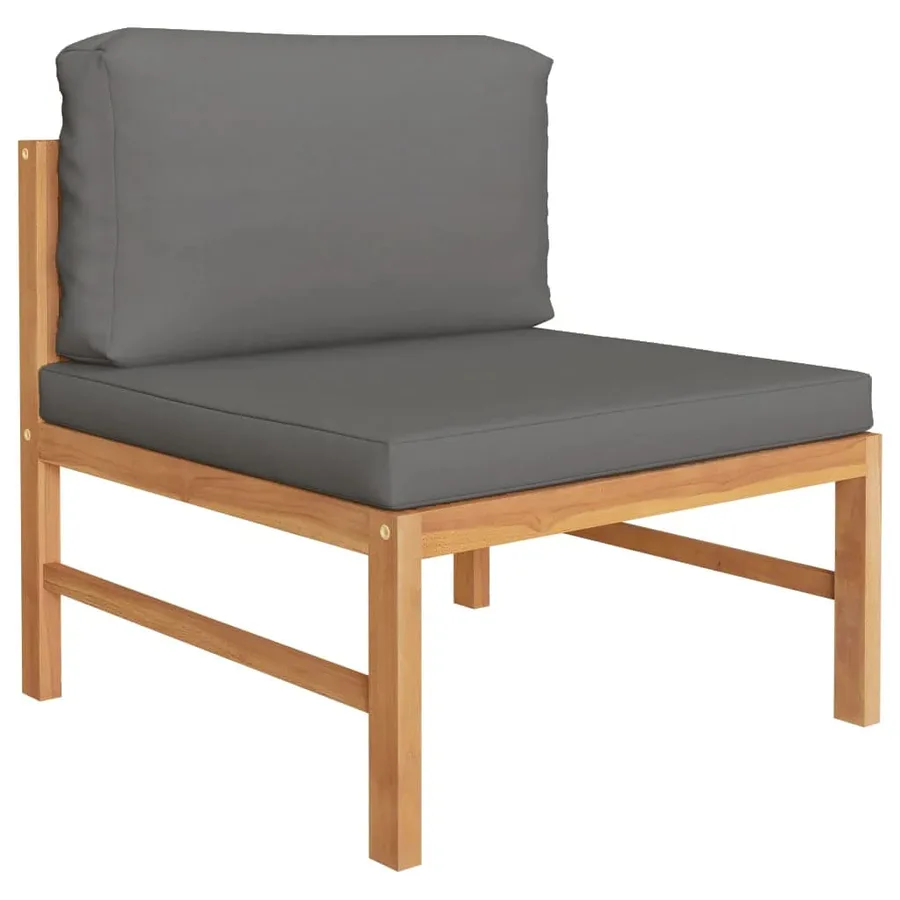 Salon de jardin 3 pcs avec coussins gris foncé Bois de teck - 2