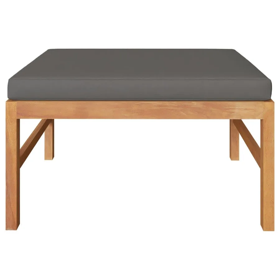 Salon de jardin 3 pcs avec coussins gris foncé Bois de teck - 5