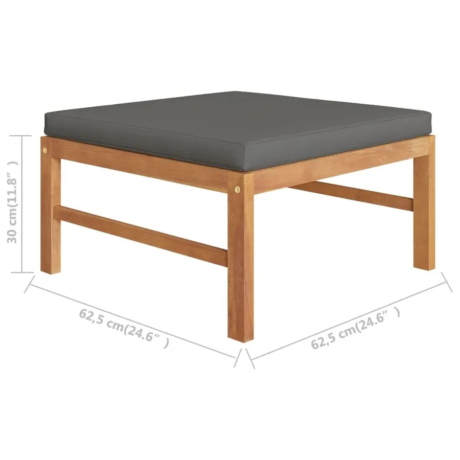 Salon de jardin 3 pcs avec coussins gris foncé Bois de teck - 9