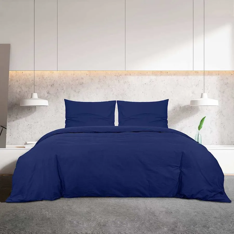 Ensemble de housse de couette Bleu marine 240x220 cm Coton - 3