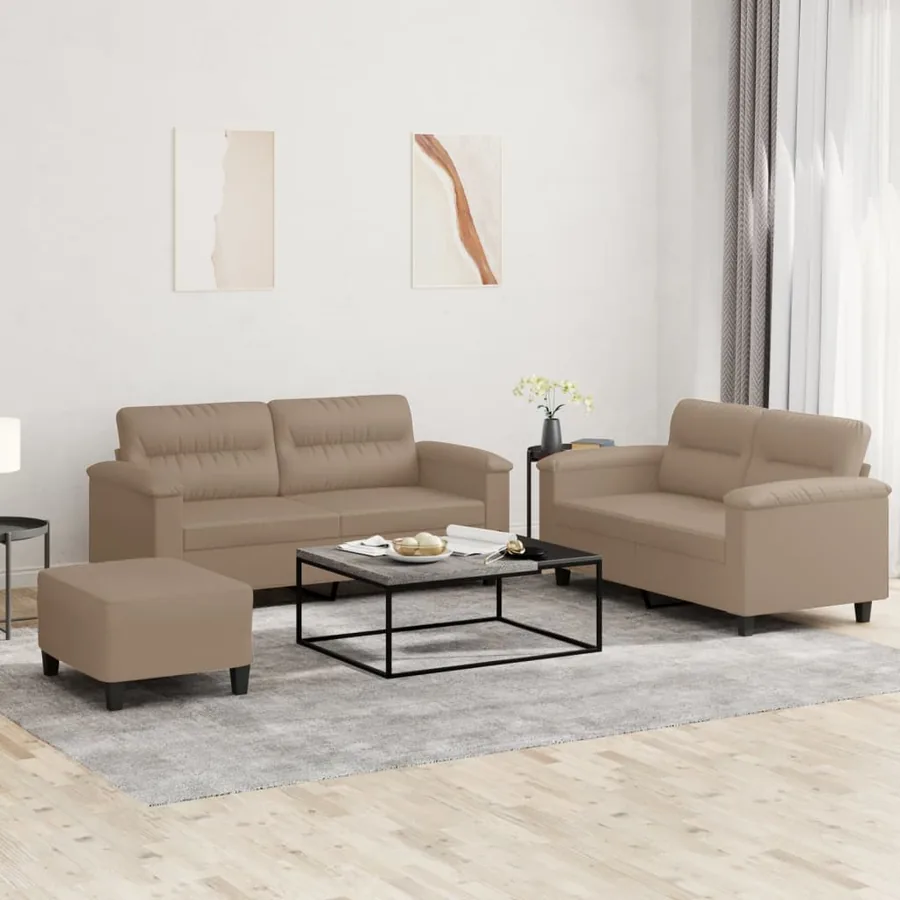 Ensemble de canapés 3 pcs avec coussins Cappuccino Similicuir