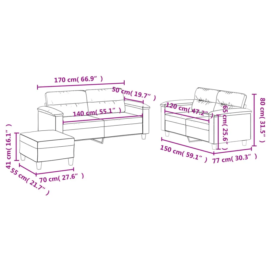 Ensemble de canapés 3 pcs avec coussins Cappuccino Similicuir - 9