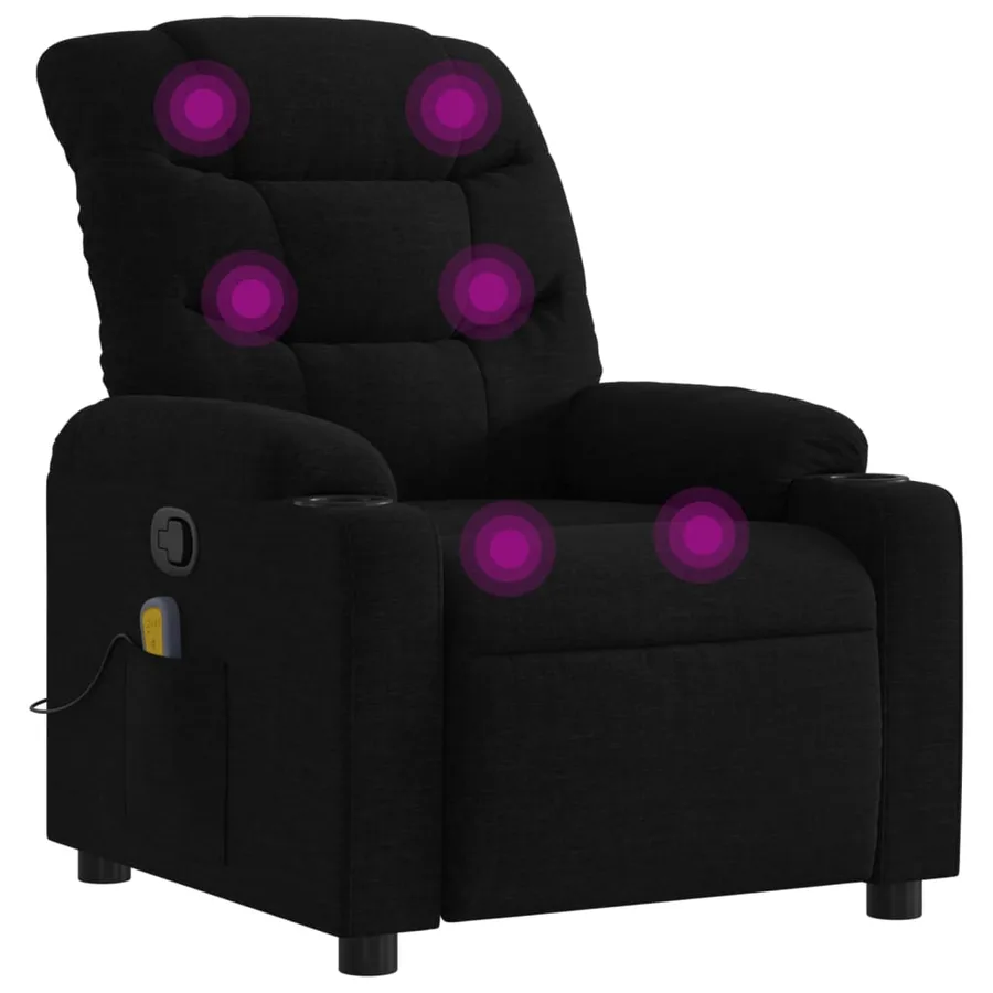 Fauteuil de massage inclinable noir tissu - 2