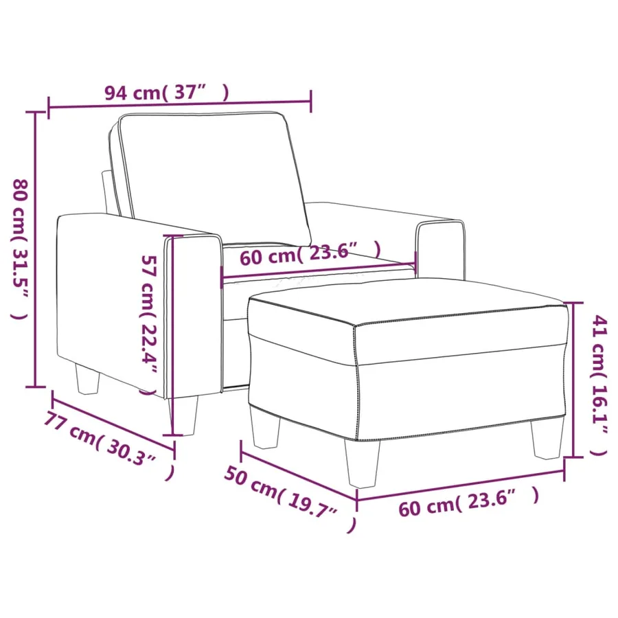 Fauteuil avec repose-pied Gris foncé 60 cm Tissu - 9