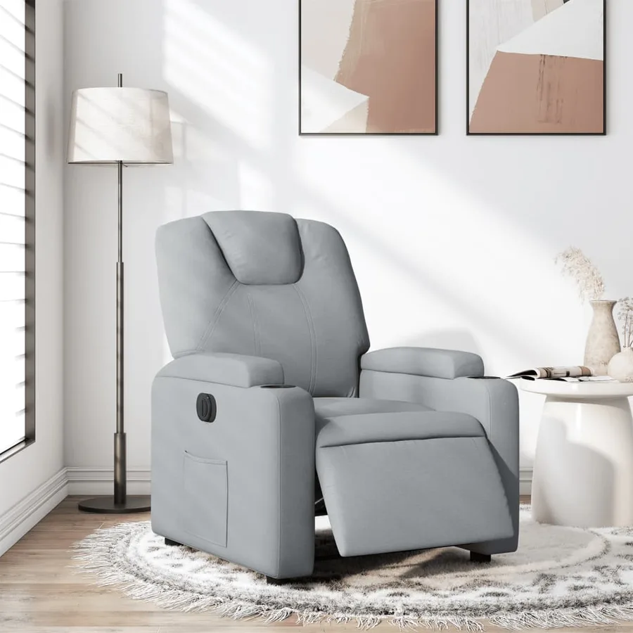 Fauteuil inclinable électrique Gris clair Tissu - 16
