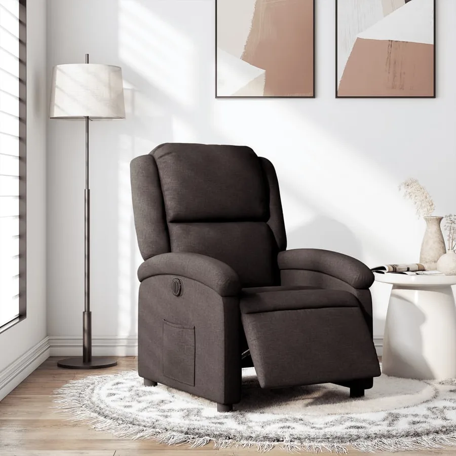 Fauteuil inclinable électrique Marron foncé Tissu - 15
