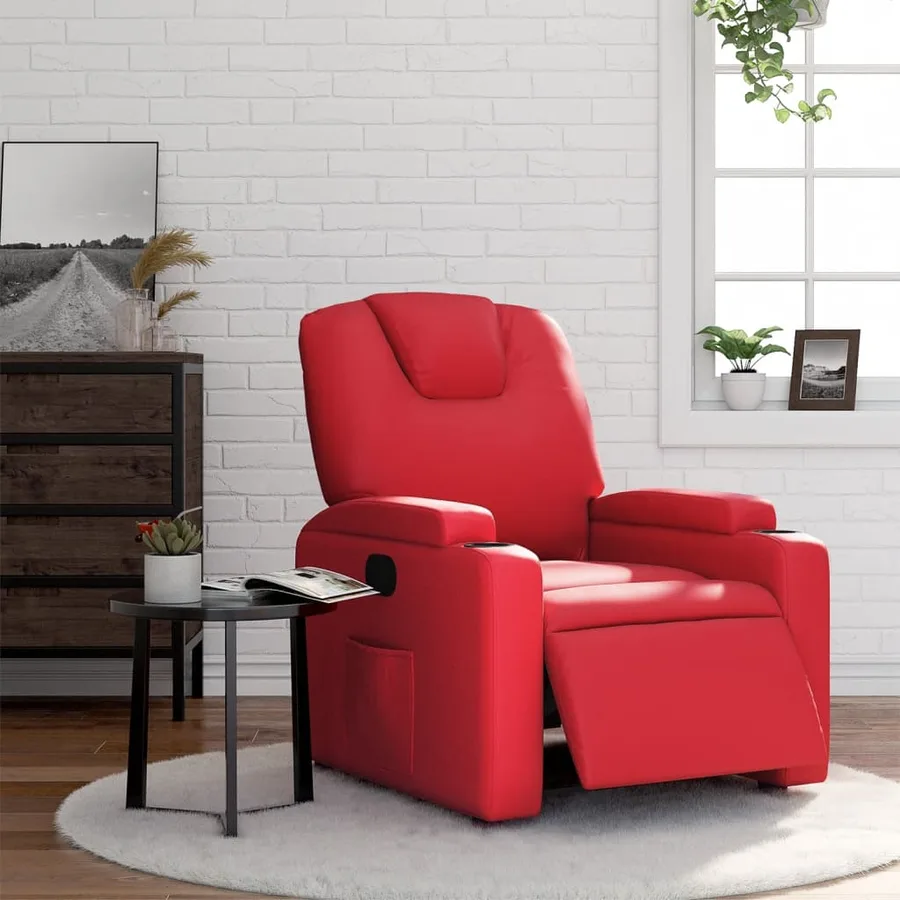 Fauteuil inclinable électrique Rouge Similicuir - 16