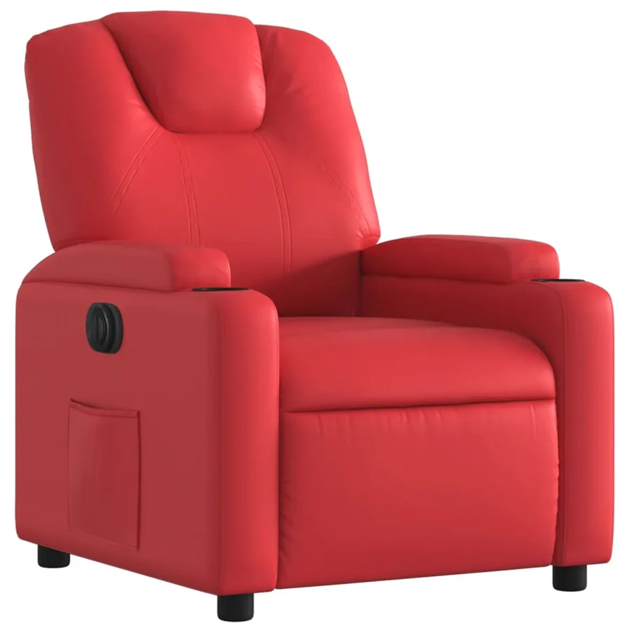 Fauteuil inclinable électrique Rouge Similicuir - 4