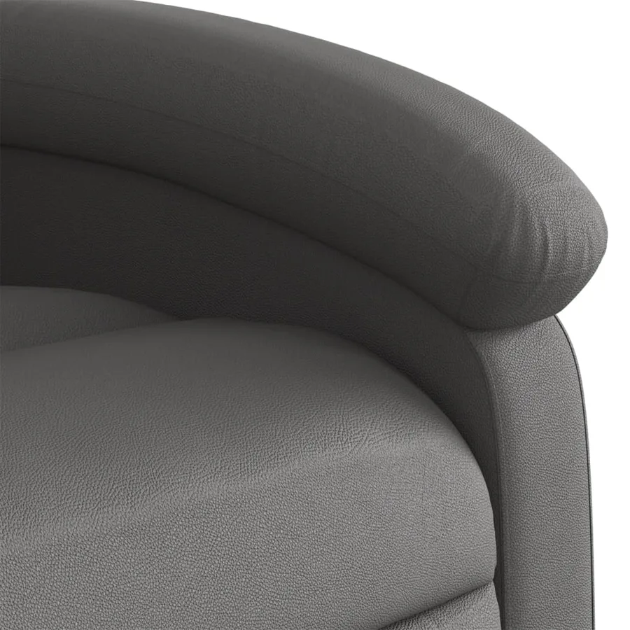 Fauteuil inclinable électrique gris cuir véritable - 11