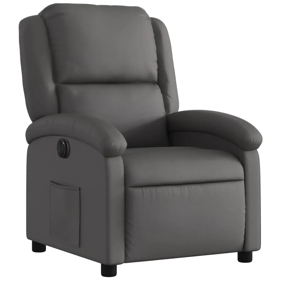 Fauteuil inclinable électrique gris cuir véritable - 4