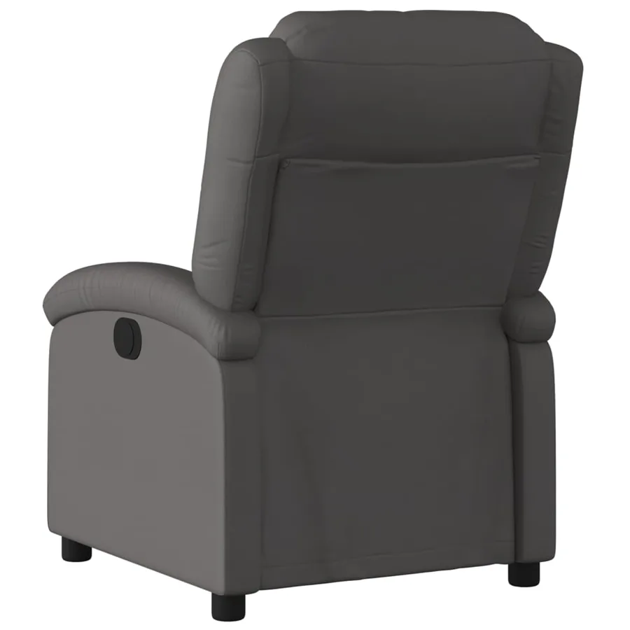 Fauteuil inclinable électrique gris cuir véritable - 5