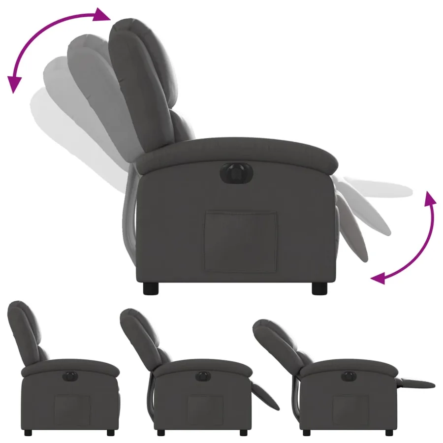 Fauteuil inclinable électrique gris cuir véritable - 7