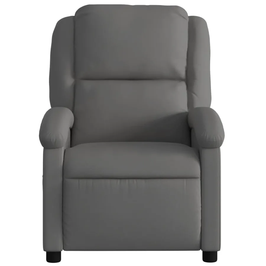 Fauteuil inclinable électrique gris cuir véritable - 9