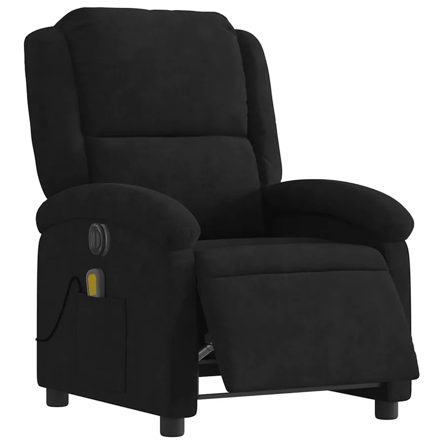 Fauteuil inclinable de massage électrique noir velours - 3