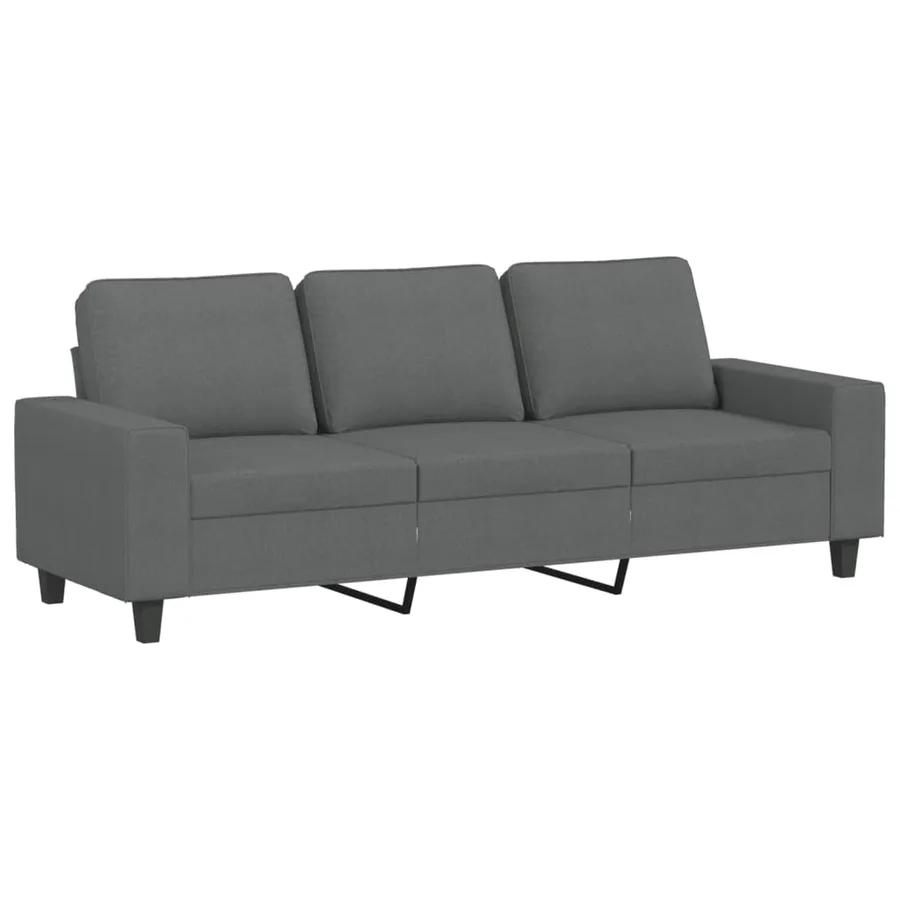 Canapé à 3 places avec repose-pieds Gris foncé 180 cm Tissu - 3