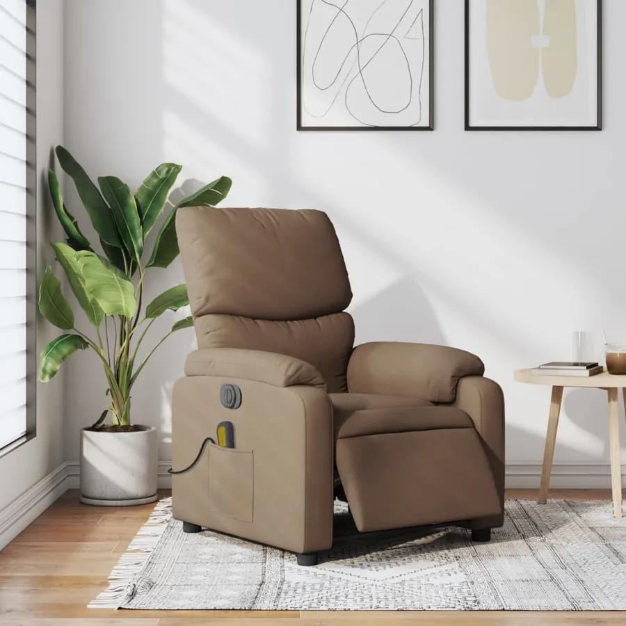 Fauteuil inclinable de massage électrique marron tissu - 16